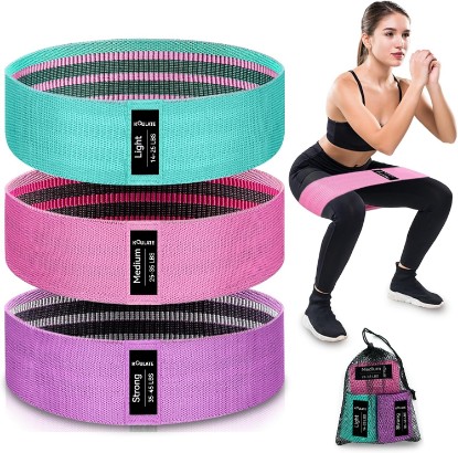 Picture of Exercise Bands, 3 Levels Fabric Resistance Bands for Working Out, Workout Bands Resistance for Women & Men, Multi-Colored Fabric Booty Bands for Leg Strength Training, Rehab, Yoga