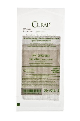 Picture of Curad Sterile Non-Adherent Oil Emulsion Gauze Dressing, 3" x 8", Perfect fro Wound Care, Pack of 3