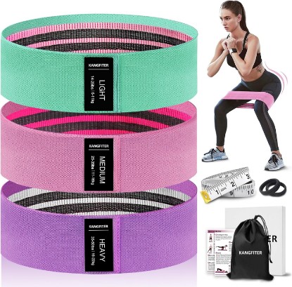 Picture of KANGFITER Non-Slip Fabric Resistance Bands for Working Out 3 Levels | Loop Exercise Bands for Booty Leg Butt Glute Hip, Elastic Stretch Workout Bands for Women Men Home Gym Fitness Yoga Pilates