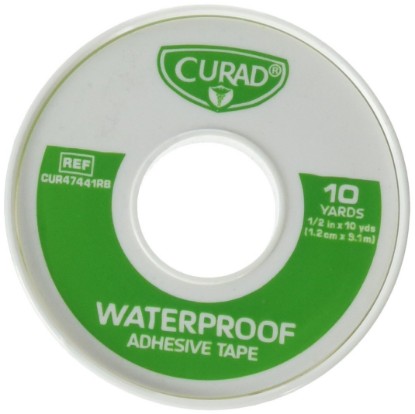 Picture of Curad Waterproof Adhesive Tape, Strong Cotton Cloth Backing, Water and Oil Resistant, Durable, 1/2" Width, 10 Yards Length
