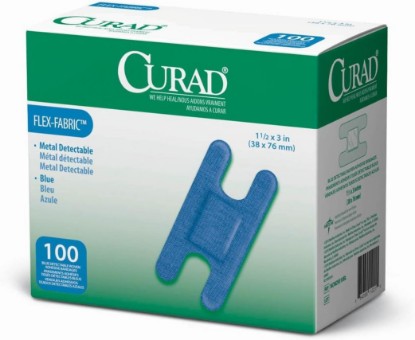 Picture of Curad Knuckle, Woven Blue Detectable Bandage, 100-Count [Amazon-developed Certification] Compact by Design