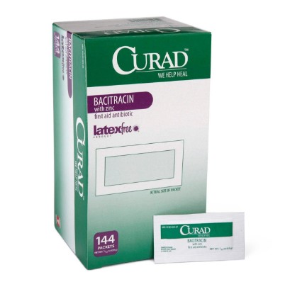 Picture of Curad Bacitracin Ointment with Zinc, 0.9 g Foil Packet, Box of 144