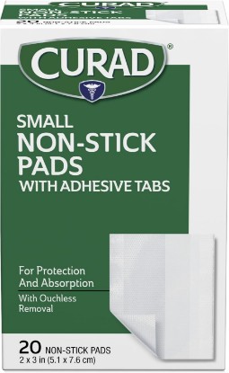 Picture of Curad Small Non-Stick Pads With Adhesive Tabs 2 Inches X 3 Inches 20 Each