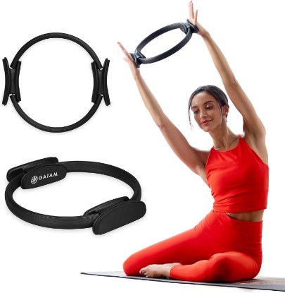 Picture of Gaiam Pilates Ring Fitness Circle, Toning Arms, Legs & Core | 15" Magic Circle | Foam Padded Handles | Lightweight & Flexible | Home & Studio | Includes Exercise Guide