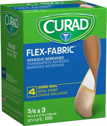 Picture of Curad Flex Fabric Adhesive Bandages, Bandage Size is 3/4" x 3", ALL ONE SIZE, (Box of 100)