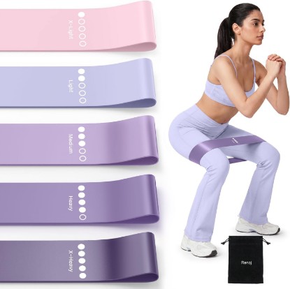 Picture of Resistance Bands for Working Out, 5-Pack Elastic Loop Exercise Bands for Strength Training Stretching, Home Gym Equipment for Pilates Yoga Physical Therapy, Leg Glute Arm Workout Kit for Women Men