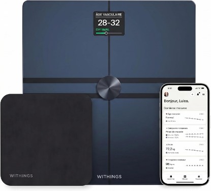 Picture of Withings Body Comp + Cleaning Kit - Scale for Body Weight and Complete Body Analysis, Wi-Fi & Bluetooth, Baby Digital Scale, Accurate Visceral Fat, Heart Health, Scales Compatible with Apple, Black