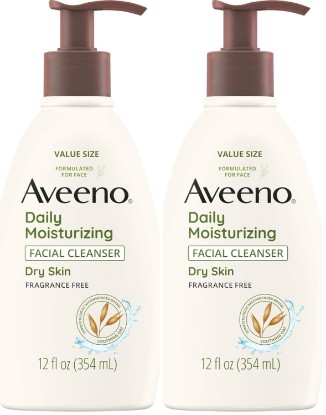 Picture of Aveeno Daily Moisturizing Facial Cleanser for Dry Skin,Gentle Face Cleanser with Soothing Oat for Skin that Feels Soft & Supple,Removes Dirt,Oil and Impurities,Fragrance Free,12 FL OZ,(Pack of 2)
