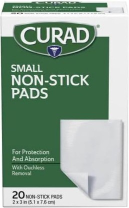 Picture of Curad Non-Stick Pads, 2 X 3 Inch(5.1 x 7.6 cm), 20 Count | Supports Wound Care and First Aid, Absorbent and Breathable for Healing, Ouchless Removal, Can Be Cut to Fit, Polyester Pad
