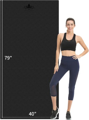 Picture of Hatha yoga Extra Long TPE Yoga Mat 79" x 40" x 1/2" Thick Non-slip Exercise Mat for Home Gym Use, Yoga, Pilates, Fitness & Workouts