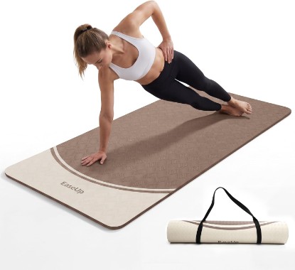 Picture of EASEUP 10mm Thick Yoga Mat, 73"×31.5" Extra Wide, Non-Slip with Strap | Extra thick 0.4inch yoga mats for Yoga,Exercise,Pilates and Fitness, for Women Men Home Workout