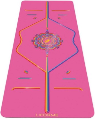 Picture of LIFORME Printed Yoga Mat - Patented Alignment Design, Ultimate Grip | Eco-friendly, Non-Toxic, Sweat-Resistant, long, wide, 4.2mm thick mat for comfort, recommended for Hot Yoga, Free Yoga Bag