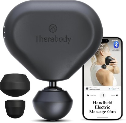 Picture of TheraGun Therabody Mini 3rd Gen Massage Gun | Travel Essential, Black | Ultra-Portable Percussion Massager for Recovery Anywhere | Bluetooth, 3-Speed, 1-Button Control, Muscle & Tension Relief