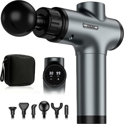 Picture of Massage Gun, Deep Tissue Percussion Massager 30 Speeds for Pain Relief | Handheld Electric Back & Neck Muscle Massager with 6 Massage Heads for Athletes, Men & Women (Black)