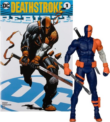 Picture of McFarlane Toys DC Direct Page Punchers Deathstroke (DC Rebirth) 7in Figure with Comic | DC Direct Comic 7 Inch Action Figure Wave 6 - Deathstroke (DC Rebirth)
