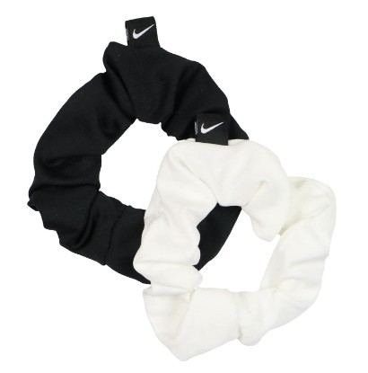 Picture of Nike Womens Gathered Hair Ties 2Pk | Soft stretch scrunchie set for ponytails and buns. Gentle elastic hold for gym, yoga, running, school, and everyday wear.