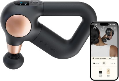 Picture of TheraGun Therabody Sense 2nd Gen Percussion Massage Gun | Black | Gentle Percussive Massage With On-Screen Guided Routines to Ease Tension, Reduce Stress & Support Better Sleep