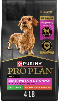 Picture of Purina Pro Plan Sensitive Skin and Stomach Dog Food Small Breed, Adult Salmon & Rice Formula - 4 lb. Bag