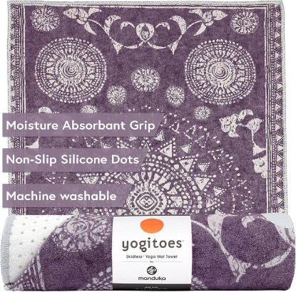 Picture of Manduka Yogitoes Hot Yoga Mat Towel - 71" | Moisture Activated Grip | Patented Silicone Nubs | Highly Absorbent, Durable & Easy Care | Made from Recycled Materials | 71 x 24 Inches | Geija Purple