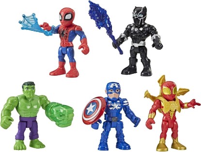 Picture of Marvel Super Hero Adventures 5-Inch Action Figure 5-Pack, Includes Captain America, Spider-Man, 5 Accessories (Amazon Exclusive)