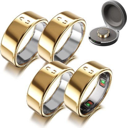 Picture of 4 Pack Ring Cover Compatible for Oura Ring 5, Resistant TPU, Gold | 0.5mm Ultra-Thin Ring Protector Case，Scratch Resistant TPU Smart Ring Cover Accessories for Women Men, Easy to Use