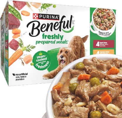 Picture of Purina Beneful Freshly Prepared Variety Wet Dog Food, Stew, (12) 10 oz Tubs | Freshly Prepared variety pack of beef, chicken and lamb, serve as high protein dog food or meal topper, resealable tubs