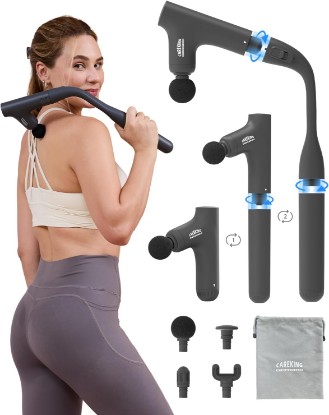 Picture of 3-in-1 Detachable Massage Gun Deep Tissue with Extension Long Handle | Self back massage, back massager for pain relief, 3 handle styles, muscle massager for shoulder, neck, FSA-HSA eligible Global Recycled Standard