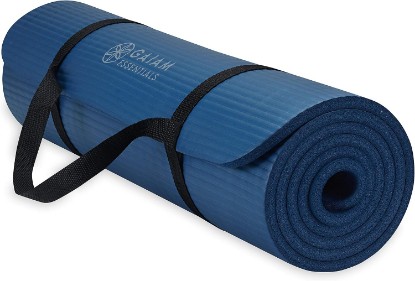 Picture of Gaiam Thick Yoga Mat, Exercise & Fitness Mat with Easy-Cinch Carrying Strap | Non-Slip NBR Foam | Joint Cushioning | Yoga, Pilates, Fitness & Floor Workouts | 72"L x 24"W