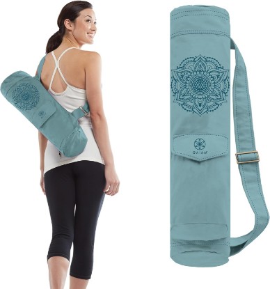 Picture of Gaiam Cargo Yoga Mat Bag, Full-Zip Carrier | Fits Most Mats | Front Zip Pocket | Phone Pocket & Earbuds Slit | Adjustable Strap | Women & Men