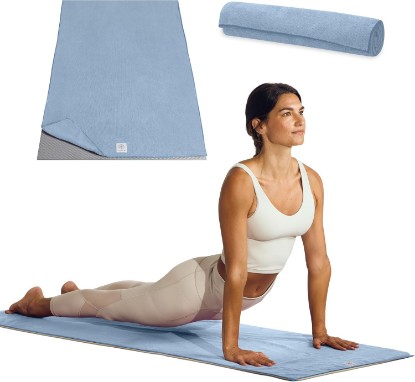 Picture of Gaiam Yoga Mat Towel, Non-Slip Microfiber (Black) | Mat-Sized Fit | Quick-Dry Microfiber | Non-Slip Silicone Bottom | Machine Washable | Hot Yoga & Pilates | 68"x24"