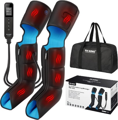 Picture of FIT KING Leg Compression Massager with Heat for Circulation and Pain Relief | FSA-HSA, Full Leg & Foot Massage for Swelling Edema RLS, Pressure Sensor, LCD Display, 3 Modes & Levels,Gift for Dad Mom Wife Global Recycled Standard