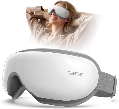 Picture of RENPHO Eyeris 1 Eye Massager with Heat, Heated Massage Eye Mask | Vibration Massage for Head Tension, Eye Strain, Dry Eyes & Dark Circles, FSA Eligible HSA, White Global Recycled Standard