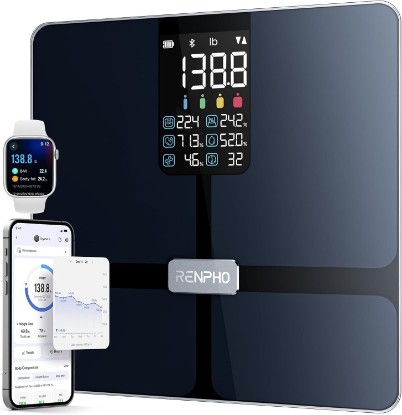 Picture of RENPHO Smart Scale with BMI, Body Fat, Muscle Mass, Larger Display, Elis 2X | Body Composition Scale for Body Weight Loss, Multi-User Support, Bluetooth App, ITO Coating, High Accuracy, FSA Eligible HSA Global Recycled Standard