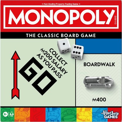 Picture of Monopoly Board Game | Classic Game with Storage Tray and Larger Tokens | Ages 8+ | 2 to 6 Players | Family Games for Kids and Adults | Kids Gifts