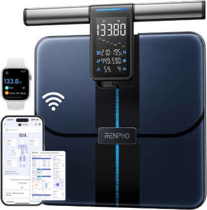 Picture of RENPHO Smart Scale with Large Handle Display, Wi-Fi & Wireless Connection | Body Composition Scale with BMI, Body Fat, Muscle Mass, 8 Electrodes, 50+ Metrics, Home Use, MorphoScan Aspire Global Recycled Standard