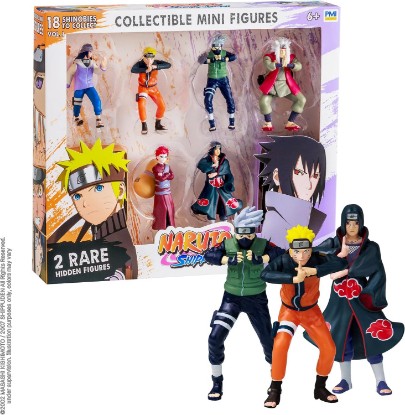 Picture of P.M.I. Naruto Shippuden Collectible Mini Figures 8-Pack, Assortment A | Featuring Naruto, Sasuke, Kakashi, Itachi & More - Deluxe Anime Collectible Box