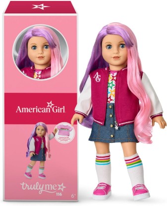Picture of American Girl Truly Me 18-inch Doll #116 with Light-Blue Eyes, Wavy Purple-and-Pink Hair, Light Skin, for Ages 6+