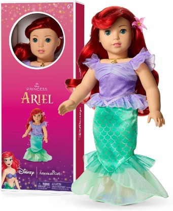 Picture of American Girl Disney, Princess Ariel, 18-inch Doll, Red Wavy Hair, Aqua Eyes, Includes Accessories, Ages 6+