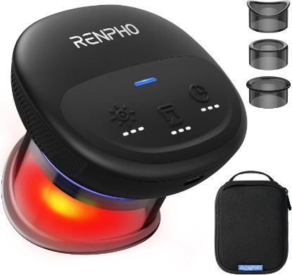 Picture of RENPHO Emberace Cup Cupping Massager, 850nm Infrared Heating, 55kPa | Rechargeable Cupping Set, 3 Suction Levels, 3/5/8-Min Timer, 3 Heads, Storage Pouch, For Athlete, Office Tension Relief Global Recycled Standard