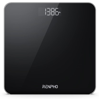 Picture of RENPHO Digital Bathroom Scale, 400lbs, Highly Accurate, 280mm, Black | Weighing Scale with High-Precision Sensors for Body Weight, Batteries Included, Home Use, Accurate for Weight Loss Global Recycled Standard