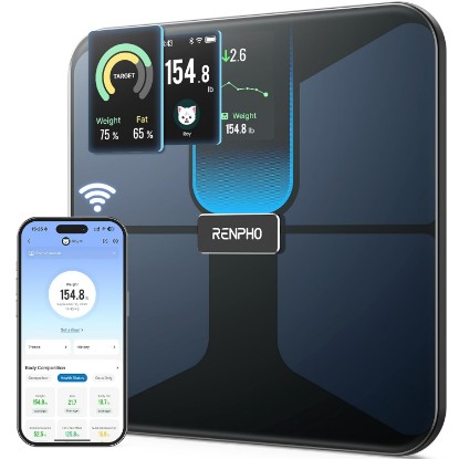 Picture of RENPHO Elis Evo Smart Scale, Wi-Fi & Bluetooth, Rechargeable, Body Fat | Weighing Scale for BMI, Muscle Mass, Body Weight, 13 Body Composition Metrics, Syncs with Fitness Apps, High Accuracy Global Recycled Standard