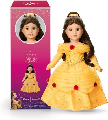 Picture of American Girl Disney, Princess Belle, 18-inch Doll, Long Wavy Brown Hair, Brown Eyes, Includes Accessories, Ages 6+