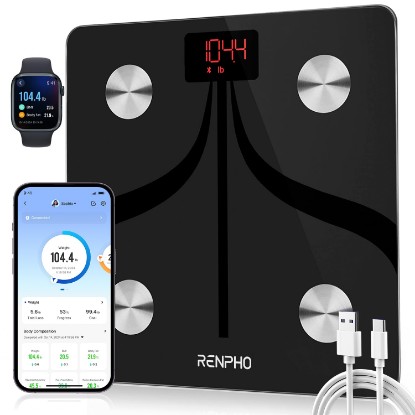 Picture of RENPHO Elis 1 Smart Scale, USB-C Rechargeable, 13 Body Metrics, 400lbs | Body Fat Scale with Muscle Mass Tracking, Bluetooth App, Multi-User Support, Weighing Scale for Weight with High Accuracy Global Recycled Standard