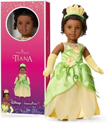 Picture of American Girl Disney, Princess Tiana, 18-inch Doll, Curly Black Hair, Brown Eyes, Includes Accessories, Ages 6+