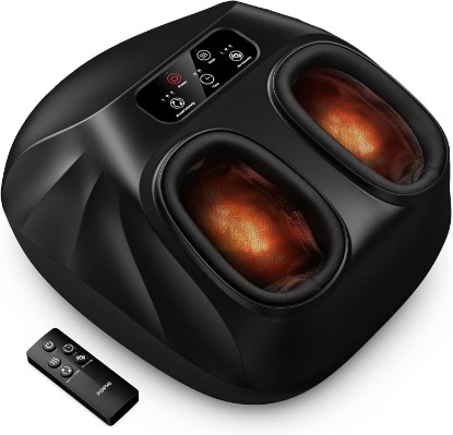 Picture of RENPHO Shiatsu Foot Massager with Heat for Plantar Fasciitis FSA Eligible | Massages Toes, Instep, Arch & Ankles, Cordless Remote, 3 Kneading Levels, Size 14, FSA Eligible HSA, Gifts for Women & Men Global Recycled Standard