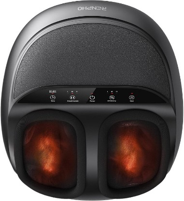 Picture of RENPHO Full Foot Massager with Heat, Deep Shiatsu for Plantar Fasciitis | FSA Eligible HSA, 3 Compression & Kneading Levels, Corded Electric, Auto Timer, Birthday Gifts for Women Men, Size up to 13" Global Recycled Standard