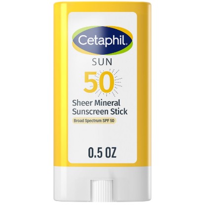 Picture of Cetaphil Sheer Mineral Sunscreen Stick, Face & Body, SPF 50, 0.5oz | Zinc Oxide & Titanium Dioxide, Broad Spectrum Uva/Uvb, Reef-Safe, Fragrance-Free, Face & Body, Travel-Size Stick