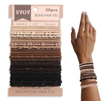 Picture of SYGY 20PCS Boho Hair Ties Bracelets, No-Damage Hair Elastics for Thick/Thin Hair