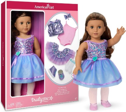 Picture of American Girl Truly Me #117 Doll & Dance All Day Set, with Brown Eyes, Wavy Dark-Brown Hair, Tan Skin, Ages 6+