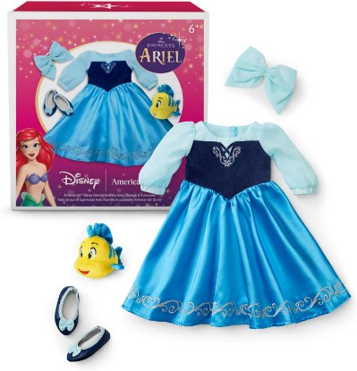 Picture of American Girl Disney, Princess Ariel, Day Dress, Flounder Figurine, & Accessories, 18-inch Doll Clothing, Ages 6+